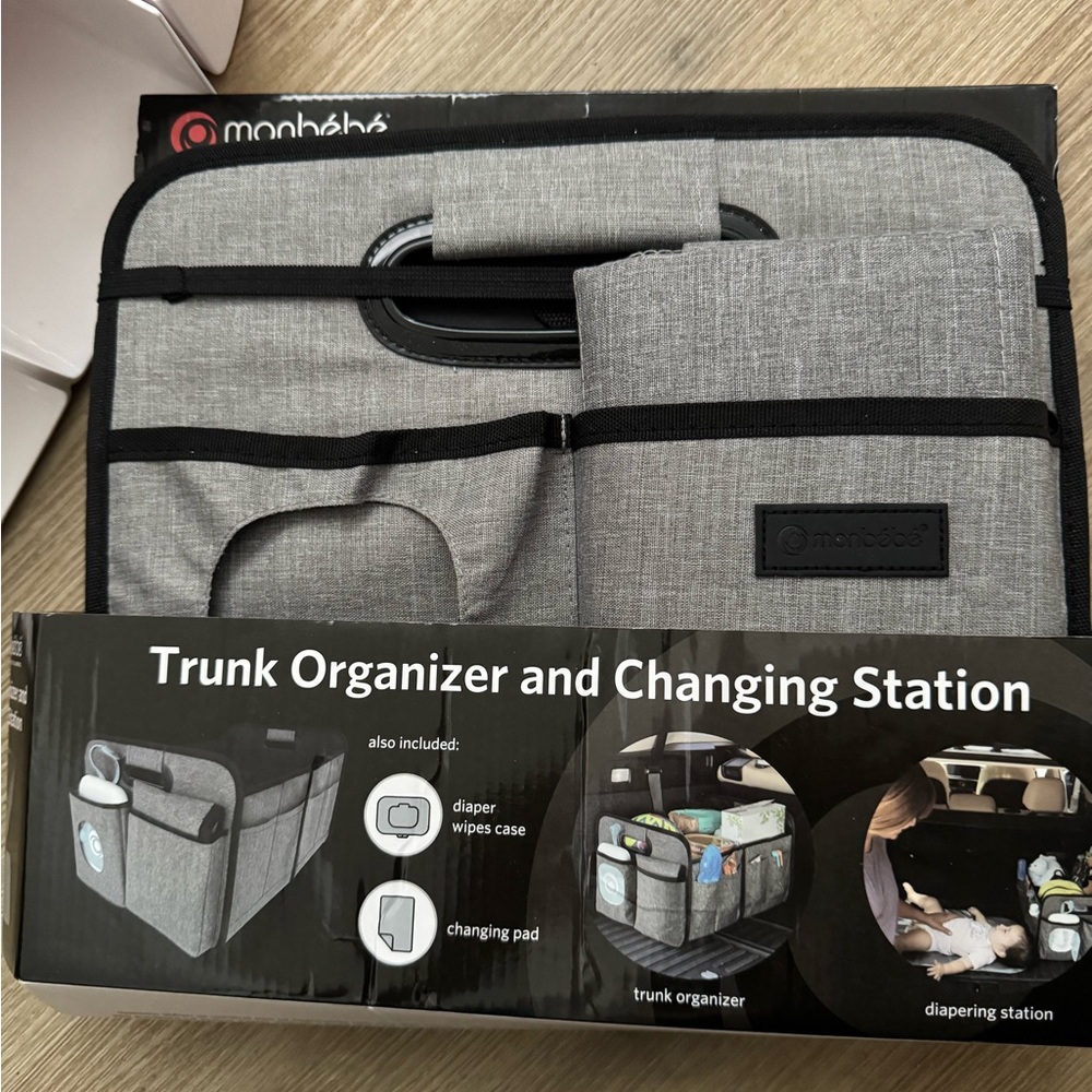 Gray Trunk Organizer and Changing Station